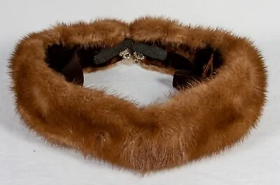 Vintage Genuine Mink Fur Collar Scarf  29 X3  Lined  Brown  With Clips • $10