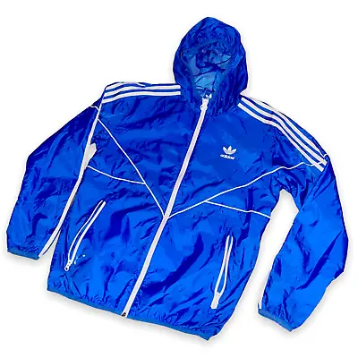 Super Rare Vintage Adidas Originals Jacket Windbreaker Blue Shell Cal Surf M • £76.91