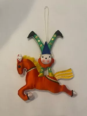 Vintage Christmas Circus Character And Orange Horse Fabric Ornament • $7