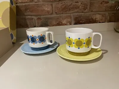 Orla Kiely Atomic Flower Set Of 2 Cappuccino/Tea Cup & Saucer Set • £24.99