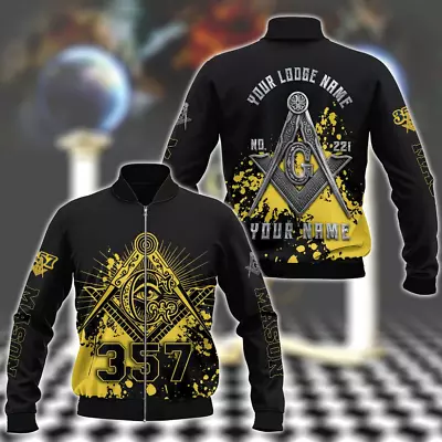 Custom Mason Prince Hall Third Eye Illuminati 3D Bomber Jacket S-5XL • $44.59