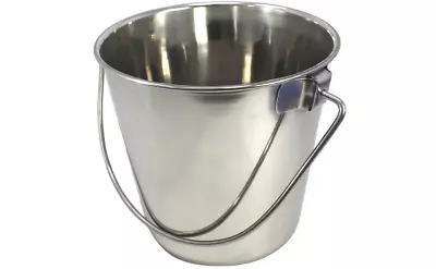 800099 Stainless Steel 1 Quart Pail Food Water Bucket Animal Dog Kennel Farm • $12.99