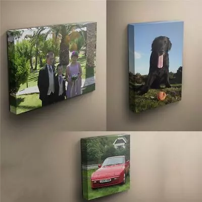 £24.99 • Buy Personalised Photo On Canvas Print Framed A1 A2 A3 A4 Ready To Hang Picture