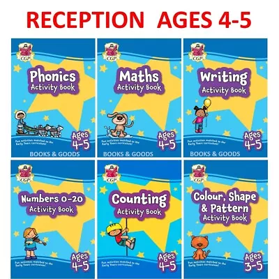 Ages 4-5 Reception Maths English Home Learning Activity Books 6 Books Bundle Cgp • £20.99