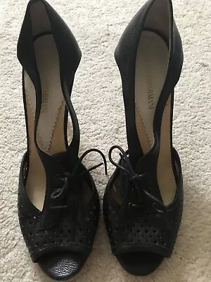 £89 • Buy Emporio Armani Designer Black Leather Stunning High Heels Shoes EU 39.5 UK7