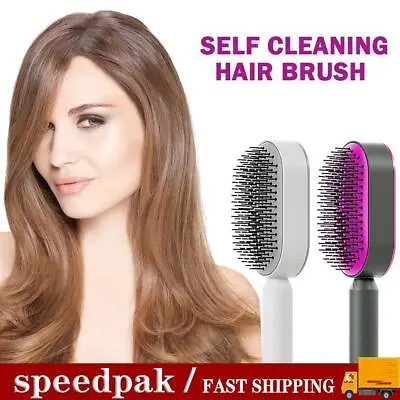 Self Cleaning Hair Brush For Women One-Key Cleaning Massage Hair Comb# D5R0 • £7.84