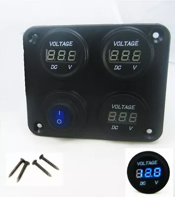 Three 12V Battery Bank Voltmeter Monitor RV Marine House Starting Switch  • $24.95