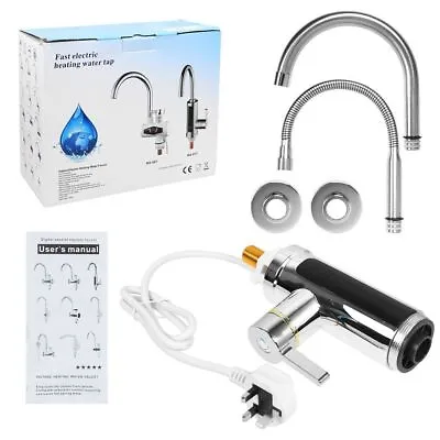 Electric Heating Tap Kitchen Bathroom Fast Instant Hot Water Heater Faucet 360° • £21.99