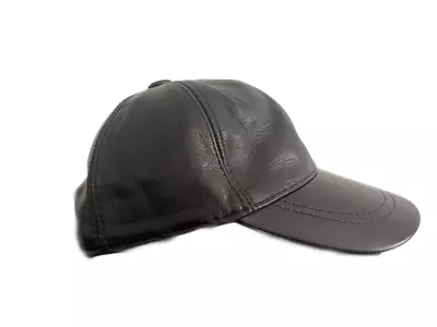 New Baseball Black Mens Ladies Real Soft Genuine Lambskin Leather Cap Hat Winter • £15