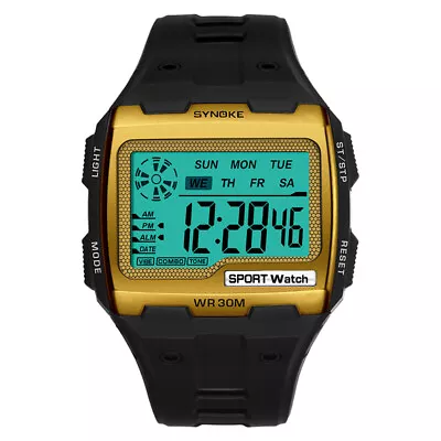 Men's Digital Watch Waterproof Alarm Stopwatch Luminous Electronic Wristwatch • £6.96