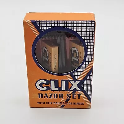 NEW Vintage Antique CLIX Double Edge Razor Set W/ Blades In Box NOS Rare! • $70