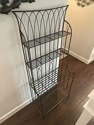 Unique Vintage Wrought Iron Baker's Rack Self Standing Shelf Sturdy And Heavy!! • $75