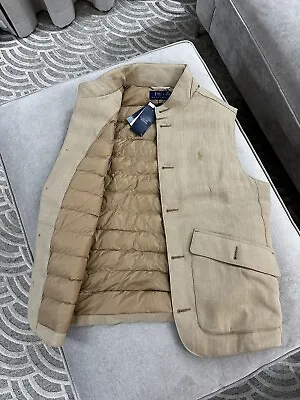 Polo Ralph Lauren Men’s Stretch Linen-Cotton Waistcoat Size M Padded Inside • £299