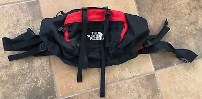 Vintage The North Face Red Black  Lumbar Fanny Pack Mountain Biker Waist Bag 6L • $29