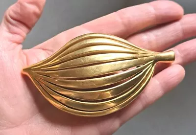 Vintage Steven Vaubel Designs Signed 1992 Gold Vermeil Large Leaf Pin Brooch MOD • $99