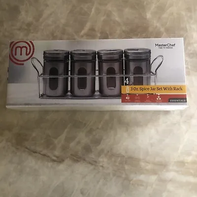 Master Chef TV Series Stainless Steel 3OZ.  Spice Jar Set Of 4 With Rack NEW! • $20