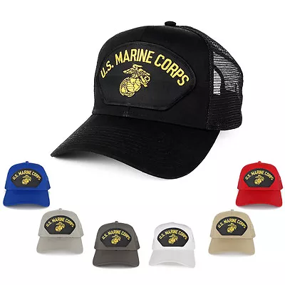 US Marine Corps Large Embroidered Iron On Patch Logo Adjustable Mesh Trucker Cap • $19.99