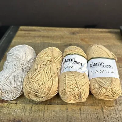 Elann.com Camilla Lot 4 Yarn Color 7009 Brownish Gold / One Natural Cotton Linen • $13