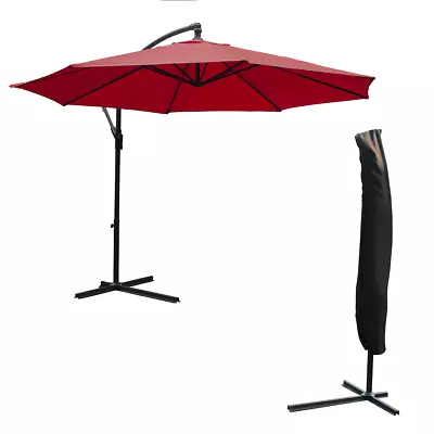 3m Garden Parasol Cantilever Large Sun Shade Patio Umbrella For Outdoor Dining • £87.95