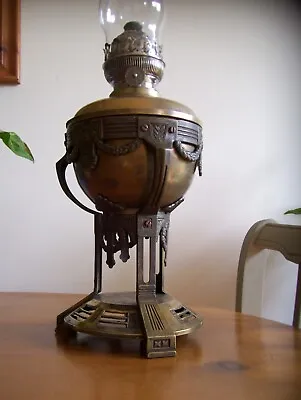 Superb Art Deco Period Cast Bronze Oil Lamp. • $186.63