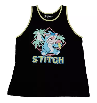 Disney Lilo & Stitch Black Men's Large Tank Top Muscle Shirt Adult Size L • $22.93