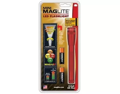 Mini Maglite SP2203H Red 2X AA LED 127 Lumen Flashlight W/ Belt Holster • $34.78