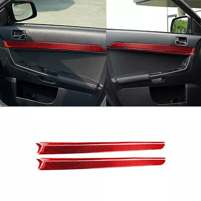 6Pcs/set For Mitsubishi Lancer 2008-2015 Red Carbon Fiber Door Panel Cover Trim • $66.42