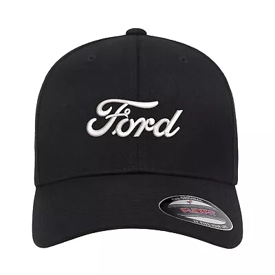 Ford Logo Embroidered Flexfit Fitted Baseball Cap Hat F-150 Mustang Focus • $23.99
