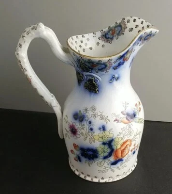 Antique English Jug Victorian Flower Vine 19cm Tall Marked 2247 On Base • £26.10