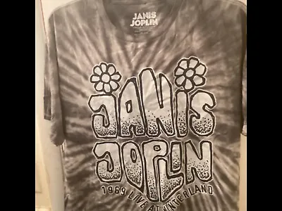 Vintage Janis Joplin Shirt Mens 2X” Grey Black  Tie Dye T Shirt Cotton • $21.99