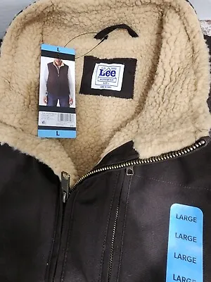 NWT LEE Premium Select Workwear Vest Sherpa Lined Brown Full Zip Jacket L Tags • $24