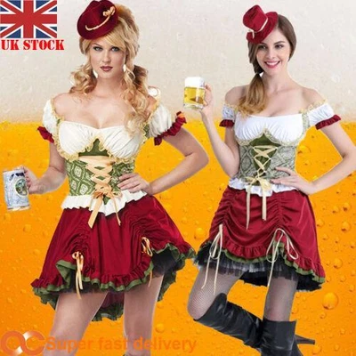 £4.99 • Buy Women Bavarian Fancy Dress Outfit Oktoberfest Dirndl Beer Maid Costume German UK