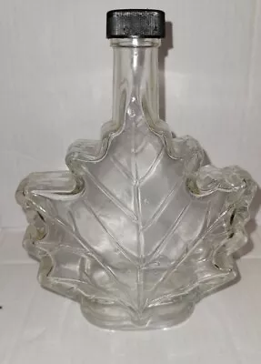 Vintage Maple Leaf Syrup Bottle Clear Glass Pat Pending Made In USA • $12