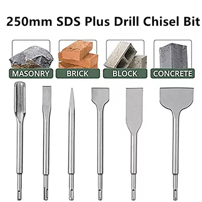 £15.50 • Buy SDS Plus Drill Chisel Bit Set 250mm 6 PCS Rotary Hammer Drilling Tool Concrete