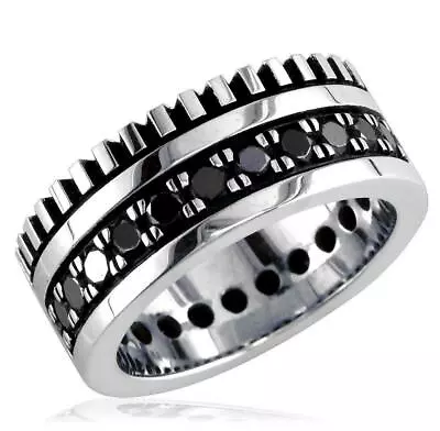 Mens Wide Band With Black Diamonds 2.15CT In 14K Yellow Gold • $6146