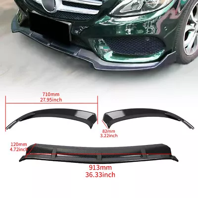 For 2015-2018 Mercedes W205 C-Class Carbon Look Front Bumper Body Kit Lip 3PCS • $72