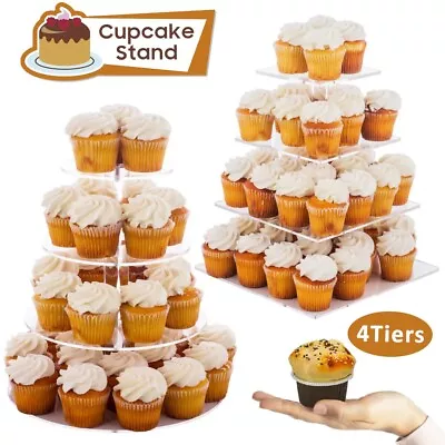 4 Tier Cupcake Stand Afternoon Tea Party Wedding Muffin Cupcake Holder Christmas • £13.99