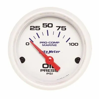 Auto Meter 200758 Oil Pressure Gauge 2 1/16  100PSI Electric Marine White • $63.25