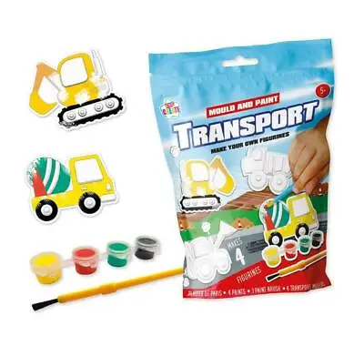 Make Mould & Paint Your Own Plaster Of Paris Digger & Cement Truck Craft Toys • £3.95