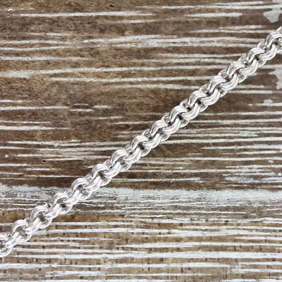 Vintage Double Rolo Sterling Silver 925 Chain Link Bracelet 9  Stack Retro • $27.20