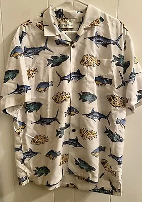 Caribbean Men’s Short Sleeve Button Up Size Large Fun Fish Design • $5