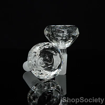 $10.99 • Buy 2.5  Clear Diamond Slide Bowl 14mm Water Pipe Hookah Head Piece Thick Glass Bowl