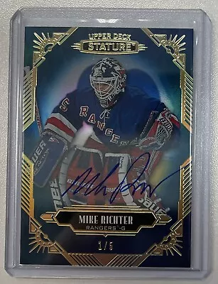 2020-21 Upper Deck Stature Hockey Mike Richter RANGERS #99 Limited Blue Auto /5 • $179.99