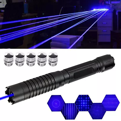 5000Miles Strong Beam Light Blue Laser Pointer Pen 450nm Lazer Torch Adjustable • £33.99