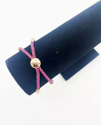 Links Of London Dark Fuchsia Cord Bracelet - Rose Gold Effervescence Bangle • £75