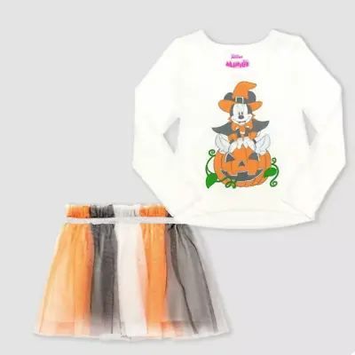 Disney Minnie Mouse Halloween Long Sleeve T-Shirt And Tutu Skirt 2 Pc Set 2T • $6.64
