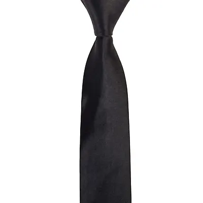 Tie Co Solid Colour Satin Men's Wide 3  / 7.5cm Neck Tie In Funeral Black • £4.99