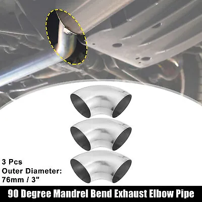 3pcs OD 3 Inch 90 Degree Bend Auto Exhaust Tube Elbow Pipe Arc Length 165mm • $28.49