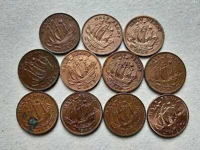 £4.50 • Buy 11 X 1/2p  Half Penny: 1953 1955 1957 1958 1959 1960 1962 1963 64 1965 1966 Used