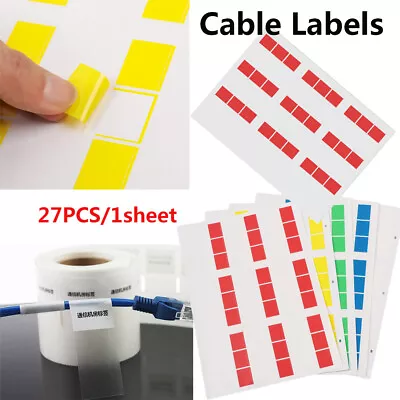 27pcs/Sheets Self-Adhesive Network Cable Labels Identification Markers Tags • £3.42